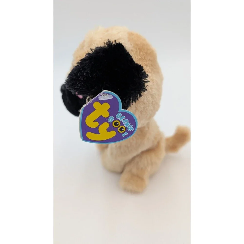 Ty Beanie Boos - PUGSLY Pug Dog (Original Purple Tag & Solid Eyes) 6